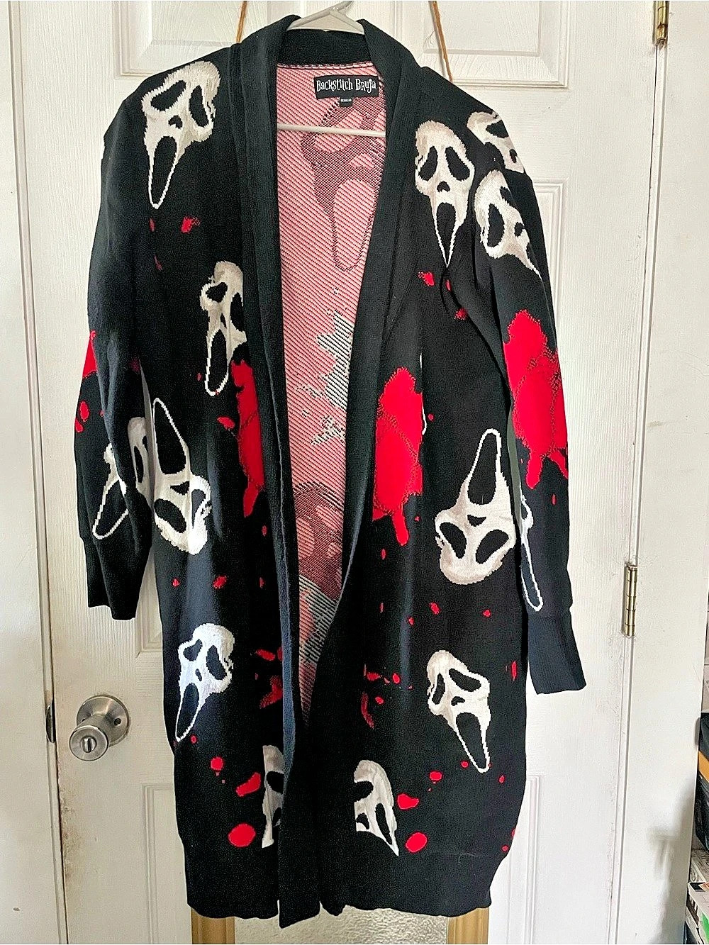 Backstitch Bruja Ghostface Slasher Cardigan Black & Red